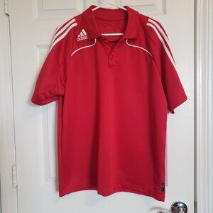 Adidas Climalite Short Sleeve Red Polo Mens XL White 3 Stripe Logo Knit Y2K 2008